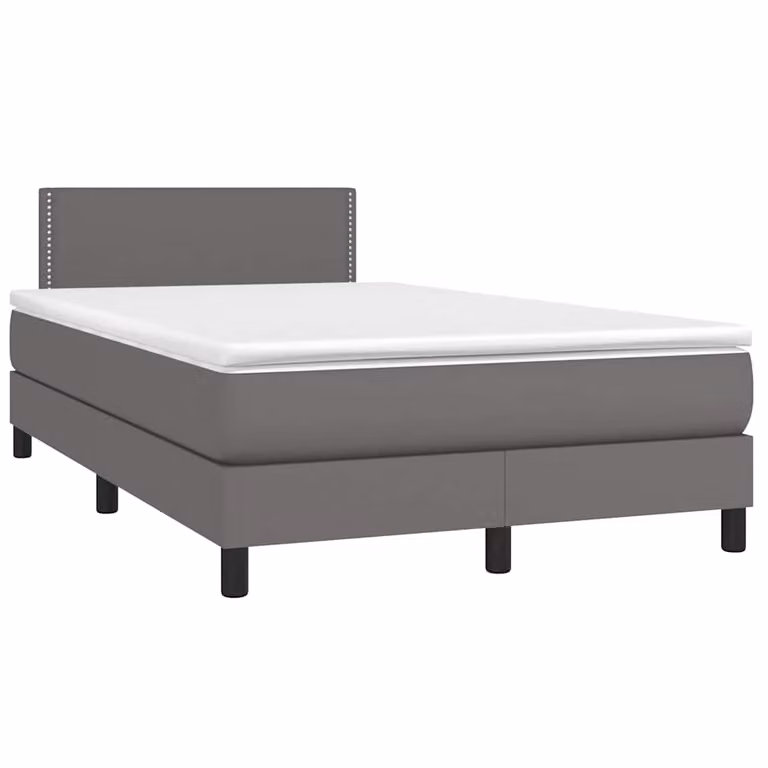 vidaXL Letto con Giroletto a Molle, Materasso Ibrido e Illuminazione LED, Grigio e Bianco, L/P/H: 120 x 200 cm