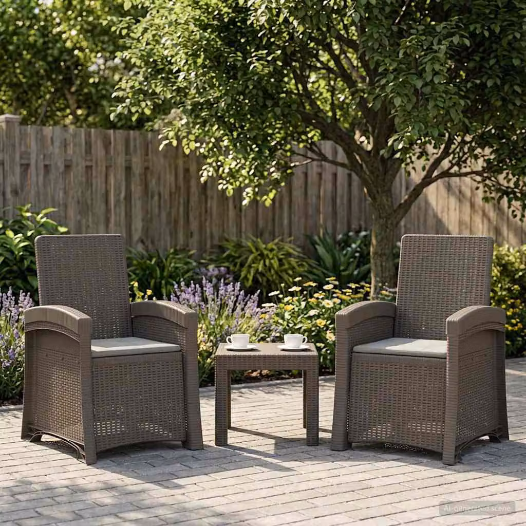 Set di 2 sedie da giardino reclinabili vidaXL in effetto rattan grigio chiaro con braccioli