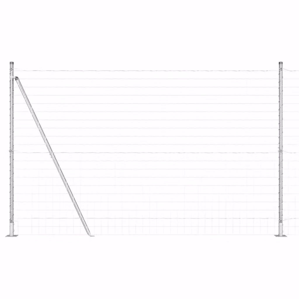 Recinzione da esterno vidaXL in acciaio galvanizzato argento con base in cemento, L: 10 m, H: 1,6 m – 3