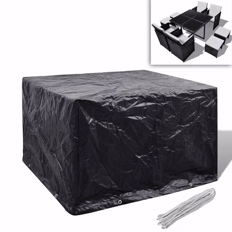 Copertura per mobili da giardino vidaXL nera con 8 occhielli L/P/H: 113 x 113 x 73 cm