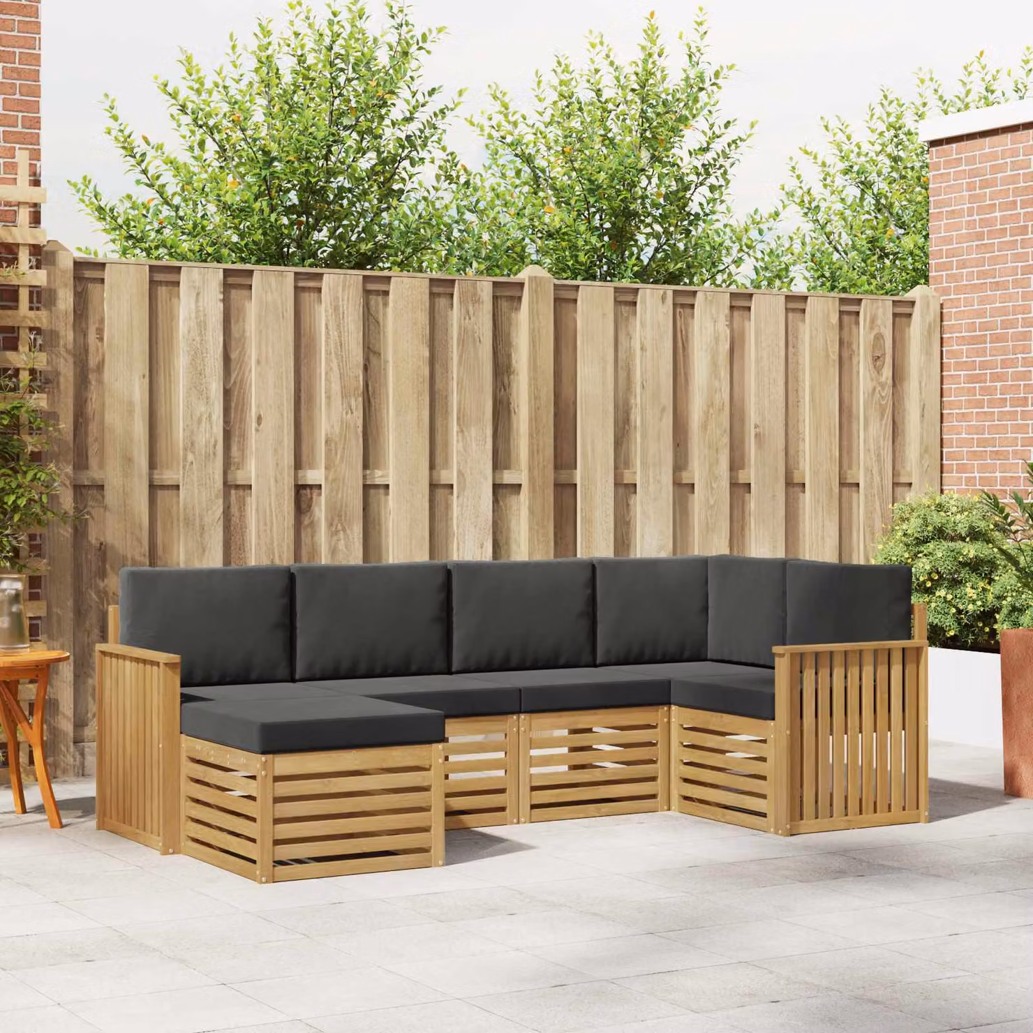 Set di divani da esterno vidaXL 6 pz in legno di acacia con cuscini Bianco e Antracite