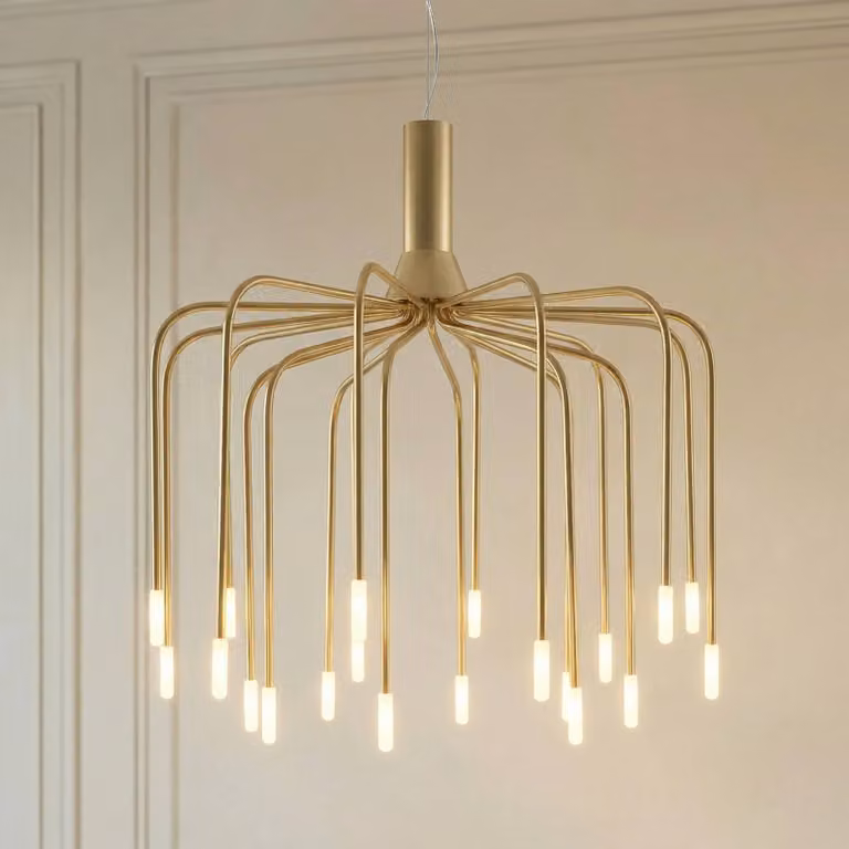 Lampada a sospensione Ariadne Lucande, dimmerabile, Ottone / Oro, Soggiorno / Sala da pranzo, Metallo, Moderno, Lampada a sospensione