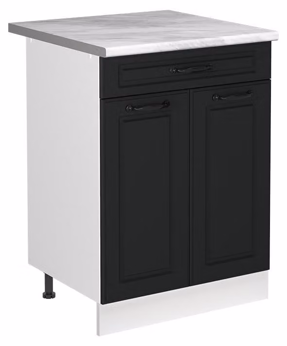 Mobile lavello cucina Vicco R-Line Antracite country/Bianco 60 cm piano di lavoro Marmo, Model 72990