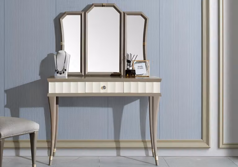 Schminktisch mit Spiegel Luxus Konsole Kommode Schlafzimmer 2tlg. Set Tisch