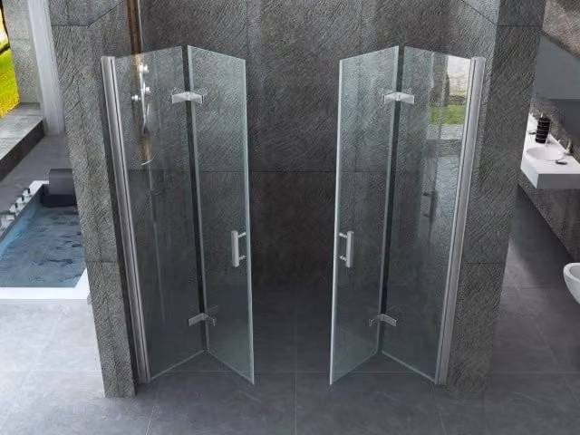Porta doccia a libro ingresso centrale cristallo 8mm trasparente h.195 SEA BIS 180 cm,Flacone anticalcare escluso