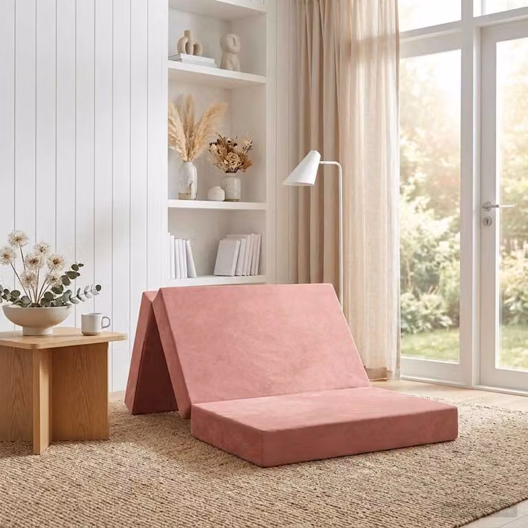 vidaXL Divano Letto Pieghevole in Velluto Rosa L: 100 cm, P: 67 cm, H: 45 cm