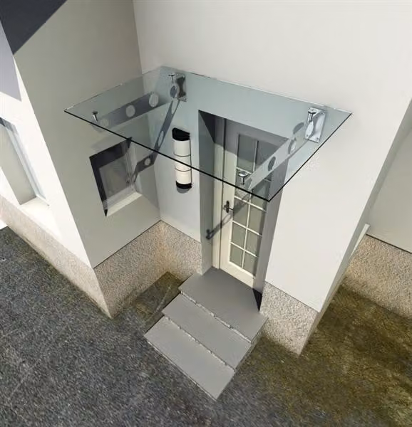 Glaswerk Westfalen - (S) Tenda parasole in vetro trasparente, 150x90 cm, completa di supporti