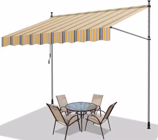 Protezione solare, protezione UV e resistenza all'acqua per balcone, terrazza e giardino: ombrellone regolabile, diametro 400 cm, colore giallo e blu