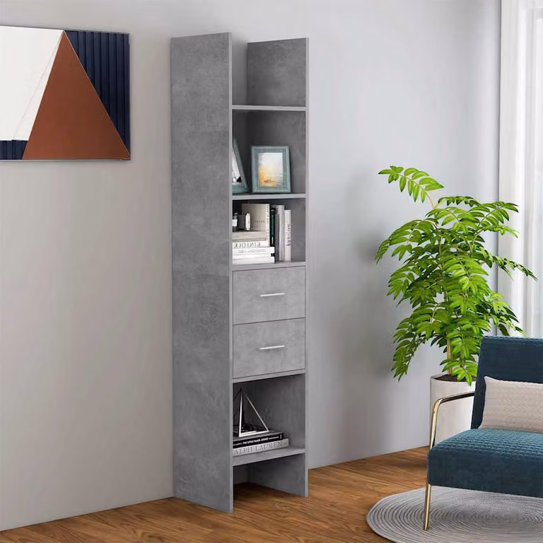 Libreria moderna vidaXL in legno e MDF grigio opaco, sospesa a parete, L 40 cm x P 35 cm x H 180 cm