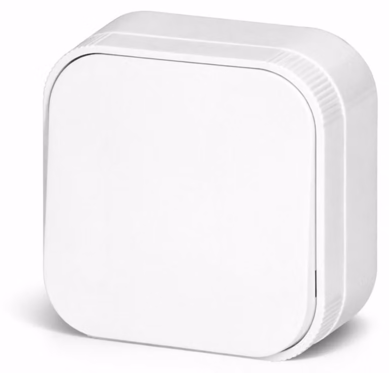 Interruttore da parete, bianco, a un polo, a un contatto, dimensioni 64x64x35 mm