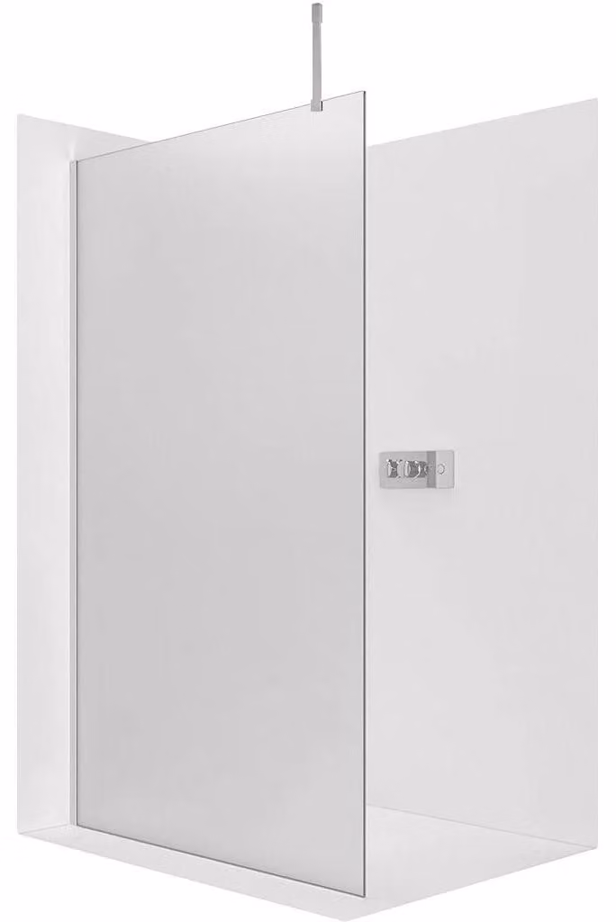 CERANO - Box doccia Walk-in Onyx Top Cube L/P - 8 mm - montante squadrato - cromato, vetro smerigliato - 140x200 cm