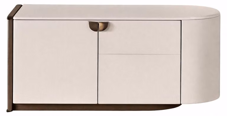 Elegante mobile basso in stile minimalista con tocchi moderni in color crema