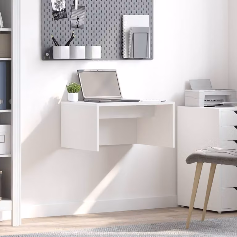 Scrivania a parete sospesa vidaXL in MDF bianco opaco L: 60 cm, P: 45 cm, H: 30 cm