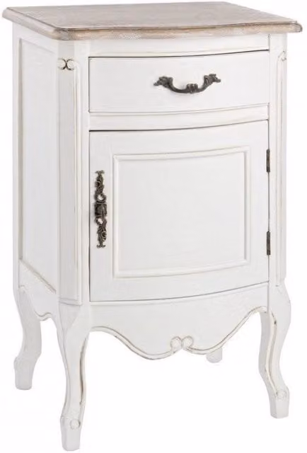 Comodino Justine con 1 Anta e 1 Cassetto in Legno e MDF Bianco GIORDANOSHOP