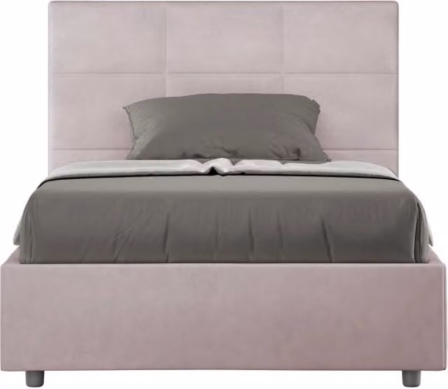 BS COM Letto una piazza e mezza con rete imbottito 120x200 microfibra glicine