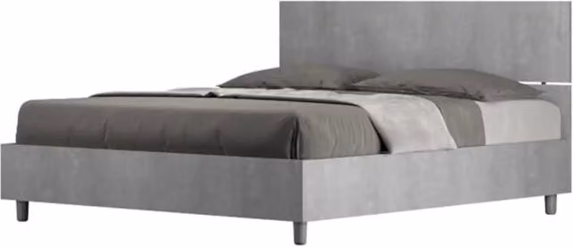 Letto matrimoniale con rete 160x200 testata dritta cemento Demas