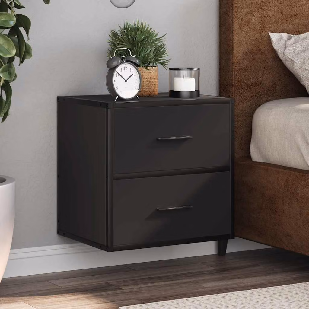Set di 2 comodini da muro vidaXL neri in stile moderno L: 40 cm, P: 31 cm, H: 39,5 cm