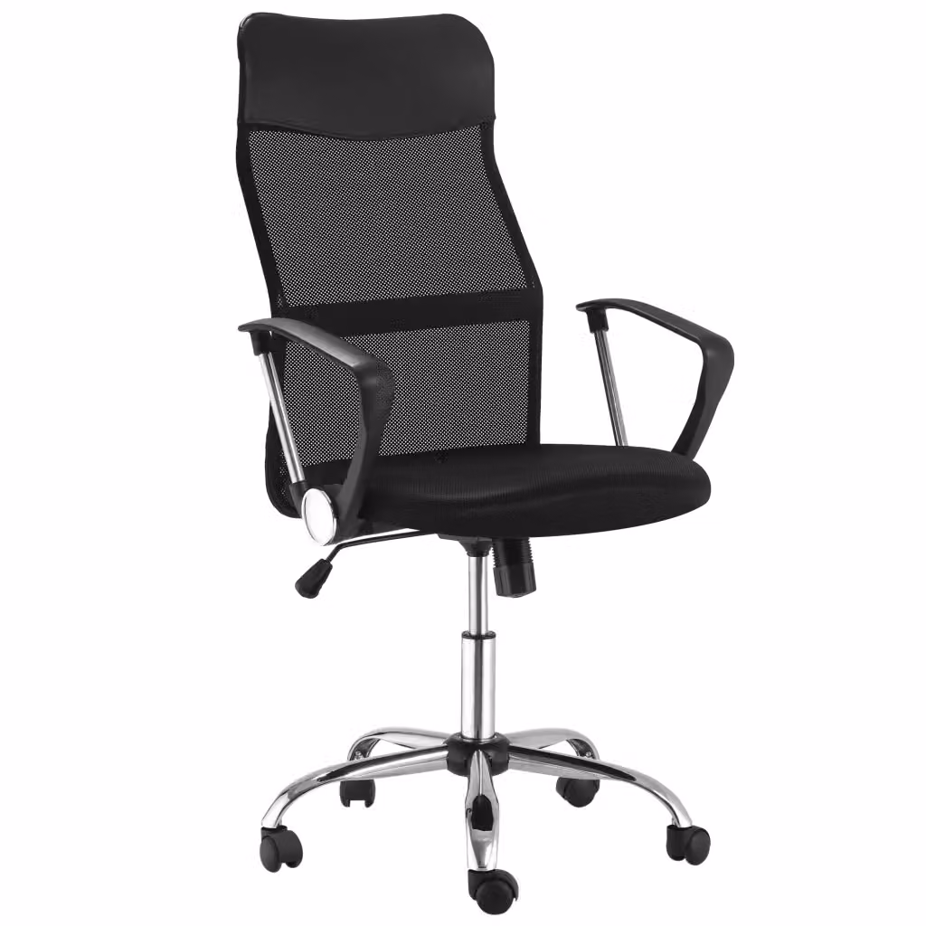 Sedia da Ufficio Ergonomica Minimal Nero con Schienale Curvo e Ruote L/P/H: 63 x 65 x 109-119 cm – 2