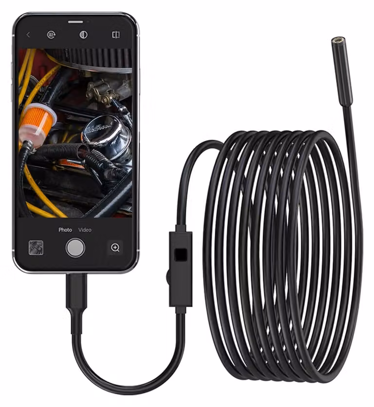 Endoscopio con doppia lente HD, risoluzione 1920P, lunghezza 1,1 metri, grado di protezione IP67, 8 LED, compatibile con iOS/Android