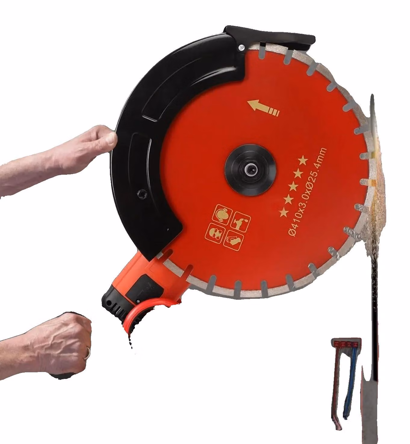 Fresatrice a disco, diametro del disco 410 mm, potenza 4000 Watt, profondità di taglio massima 6,5 pollici, velocità 3000 giri/min, modello portatile