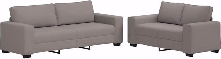 Set di Divani 2 pz con Cuscini Tortora in Tessuto