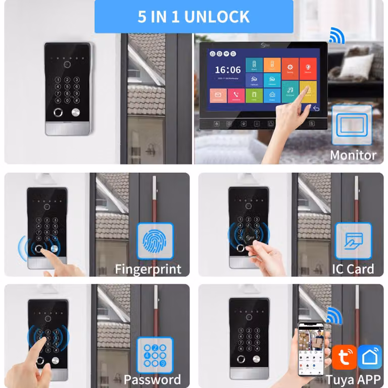 Kit videocitofono cablato - Monitor touchscreen da 10 pollici - Telecamera HD 1080p