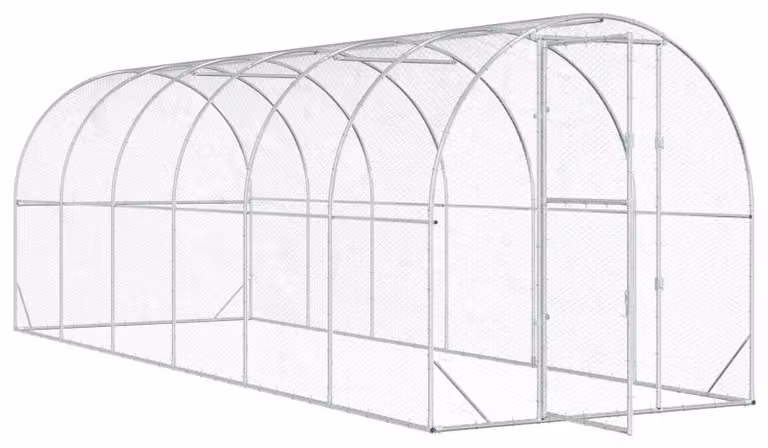 Alloggio per polli, modello Silber, dimensioni 600 x 200 x 200 cm, realizzato in acciaio zincato