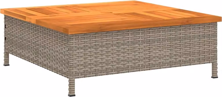 Copertura Base Ombrellone Grigia 70x70x25cm Polyrattan e Acacia