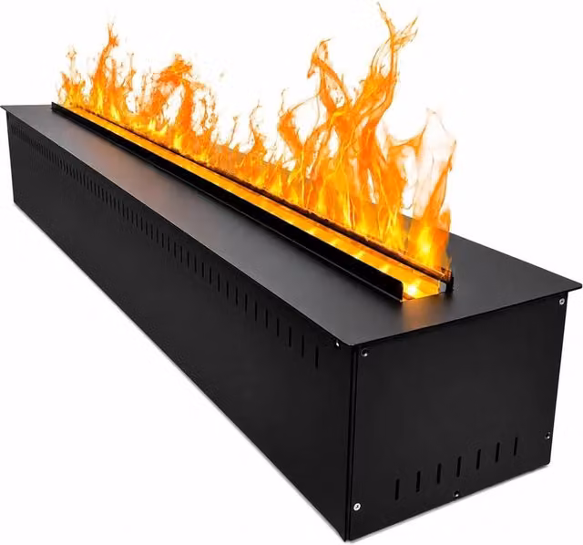 Vapor 100 - Inserto Camino Decorativo ad Acqua Senza Calore 100x17,8x22,7 cm con Effetto Fiamma a LED 3D Nero