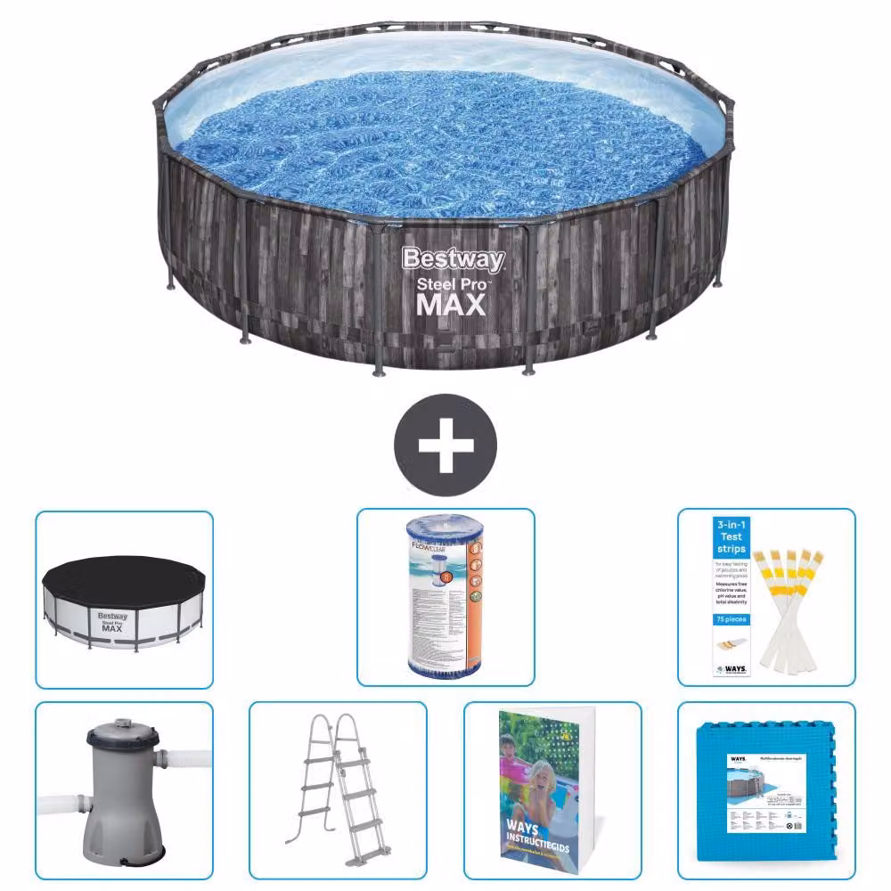 Piscina gonfiabile Bestway Steel Pro MAX, rotonda, 427x107 cm, composta da 6 parti, modello S602