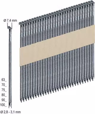 Chiodi a testa semicircolare Prebena PR28/70BK, 4000 pezzi
