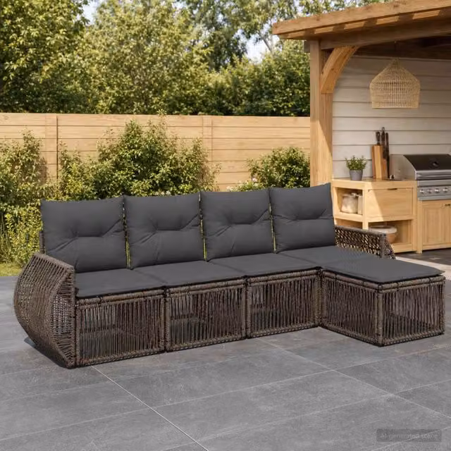 Set Divano da Giardino 5 pz Grigio e Grigio Scuro polyrattan 3435404