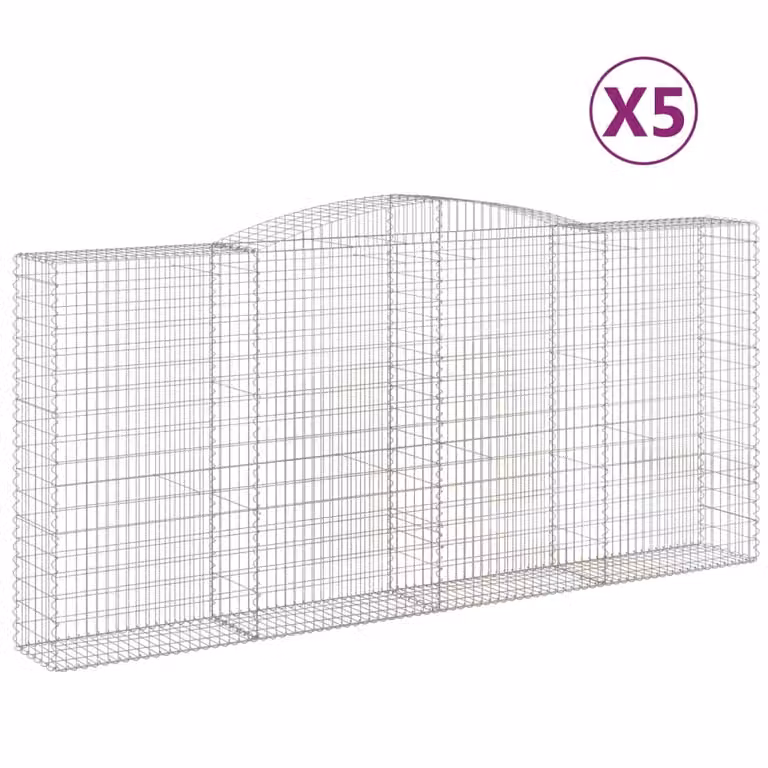 Cesti Gabbioni ad Arco 5 pz 400x50x180/200 cm Ferro Zincato