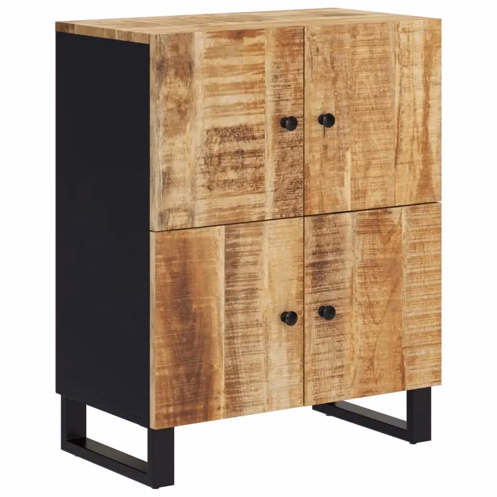 Credenza vidaXL in legno di mango con 4 ante e dettagli in metallo, colore marrone, L 60 cm x P 33 cm x H 75 cm – 2