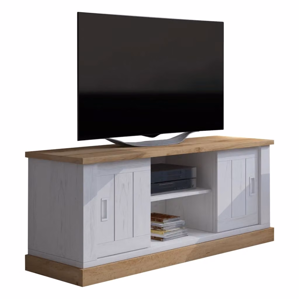 Mobile porta TV Mesola DMORA con un ripiano, Bianco Rovere, L: 45 cm, P: 46 cm, H: 60 cm – 2