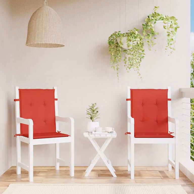 Set di 2 cuscini rettangolari per sedie da giardino vidaXL, colore rosso, L 100 x P 50 x H 3 cm