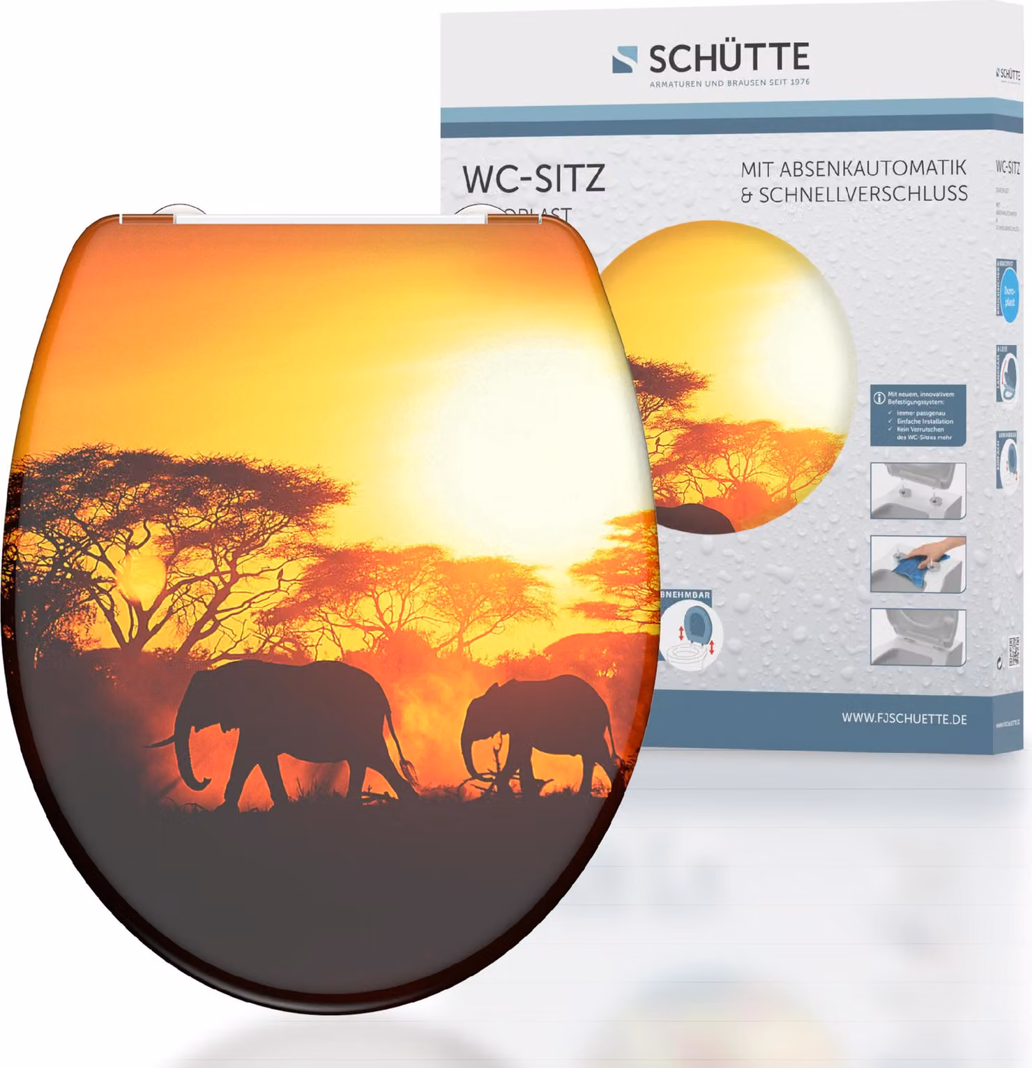 Sedile WC SCHÜTTE AFRICA, sedile WC in duroplast con chiusura morbida e sgancio rapido, sedile WC