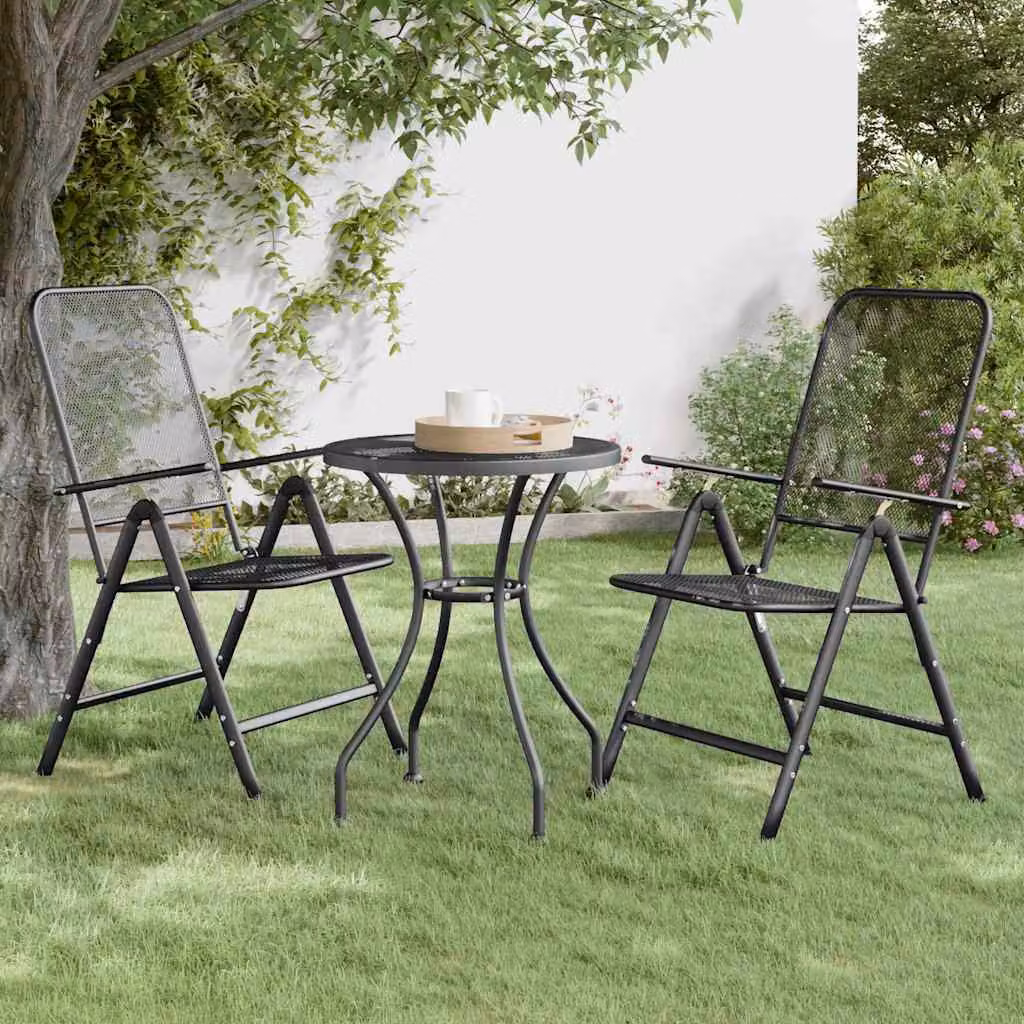 Set di 2 sedie pieghevoli da giardino vidaXL in metallo e textilene color antracite