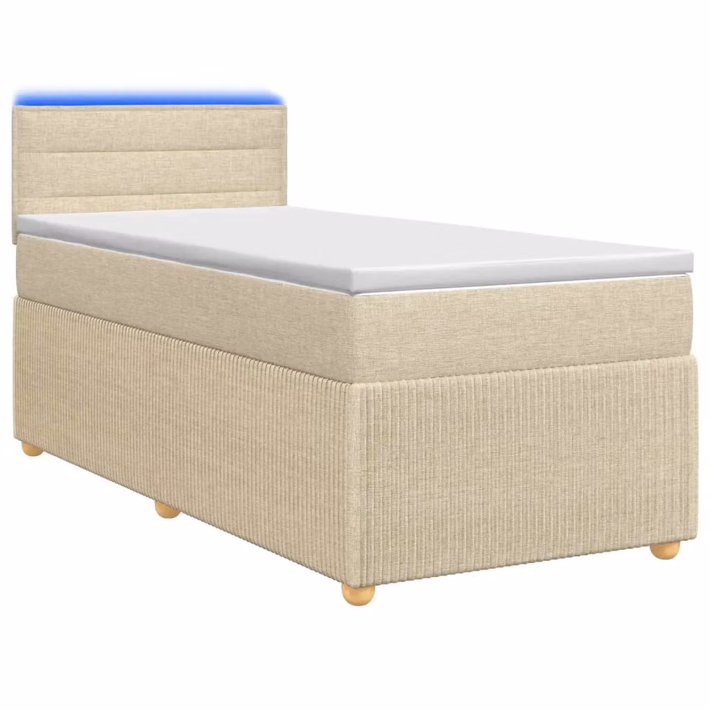 Letto box spring con materasso vidaXL in tessuto beige e bianco con illuminazione sottostante e porta USB, L/P: 200 x 80 cm – 2
