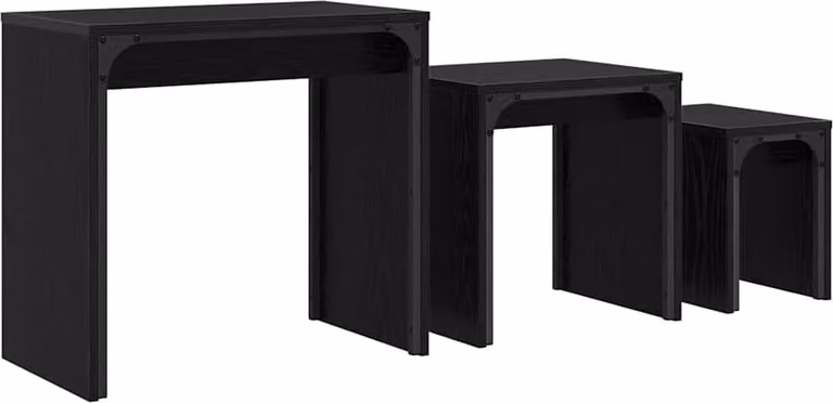 Tavolino da salotto 3 pcs Rovere Nero Legno multistrato