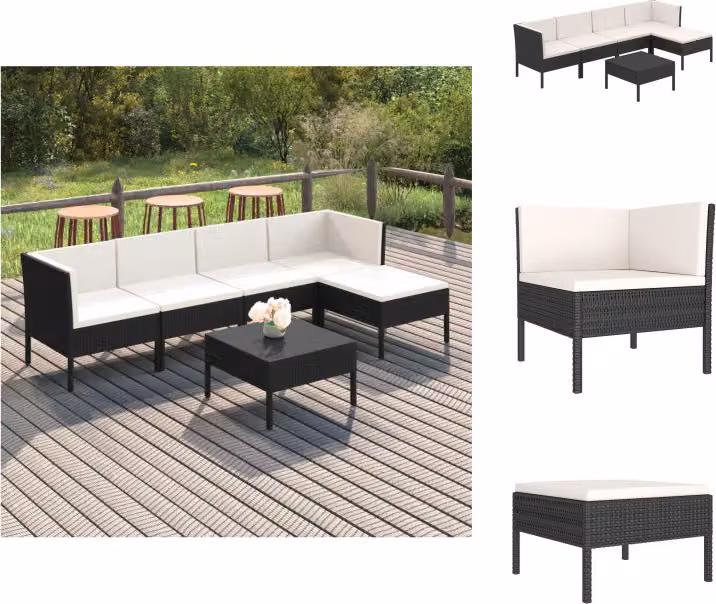 vidaXL Set di 6 pezzi da giardino con cuscini in poly rattan nero - Set di mobili da giardino