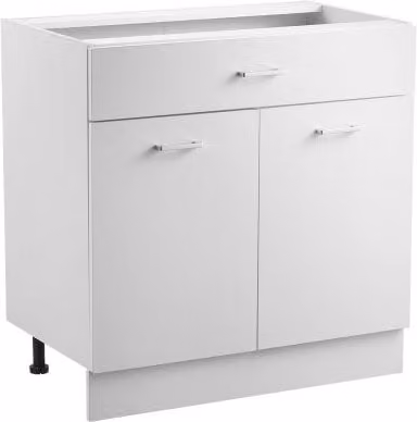 VEVOR Mobiletto Base con Cassetto non Assemblato 800 x 475 x 816 mm, Mobiletto Pronto da Montare con Ante a Chiusura Ammortizzata Ripiano Regolabile per Ufficio Uso Domestico Casa, Bianco
