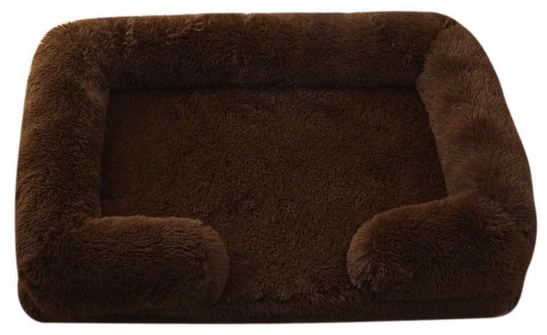 Cuccia per cani, rettangolare, in peluche, lavabile, colore caffè, dimensioni 80x53 cm