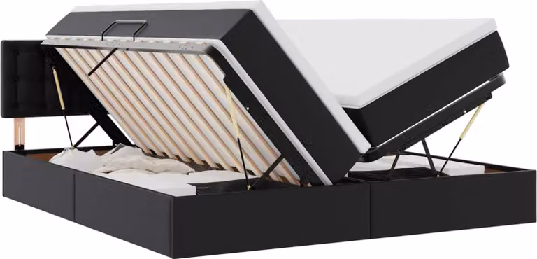 Letto con contenitore e LED Nero 200 x 200 cm