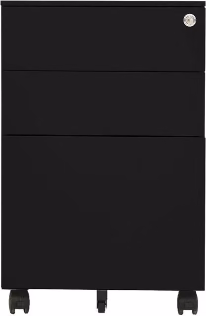 Schedario Mobile vidaXL in Metallo Nero Opaco con Ruote e Serratura L: 39 cm, P: 45 cm, H: 60 cm – 1