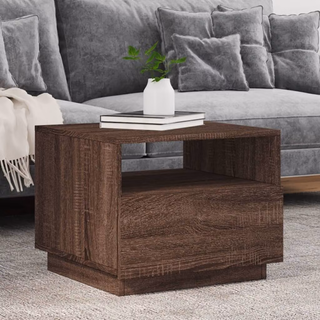 Maison Exclusive - Tavolino con luci LED effetto rovere marrone 50x49x40 cm