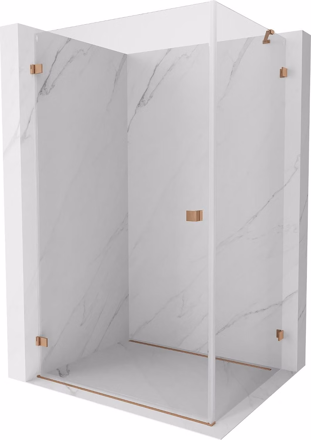 Mexen Lunar-B cabina doccia a battente sinistra 85 x 80 cm, trasparente, rame spazzolato - 832-085-080-65-00-L