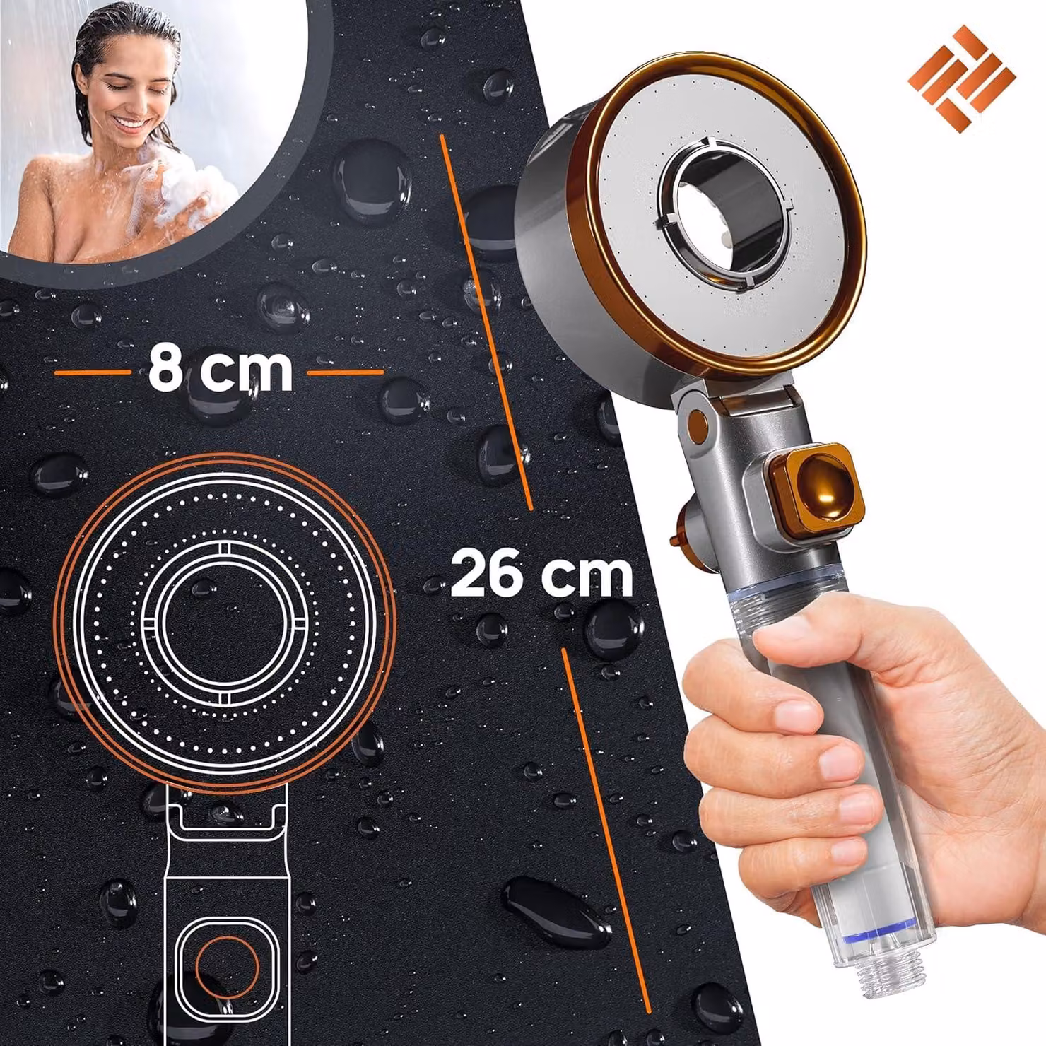 Soffione doccia con filtro e modalità booster - acqua pulita - 1 pezzo - plastica