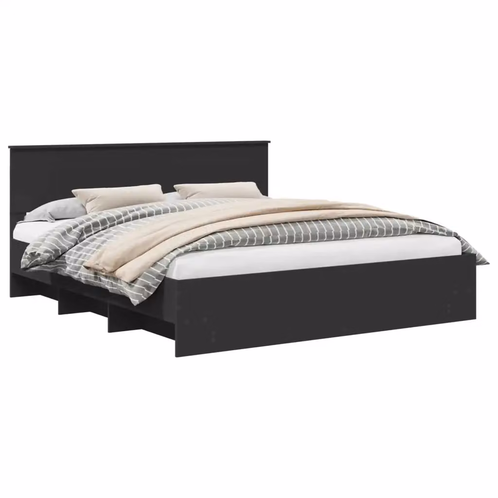 Struttura del letto moderna vidaXL in legno ingegnerizzato nero L/P/H: 180 x 200 x 90 cm – 2