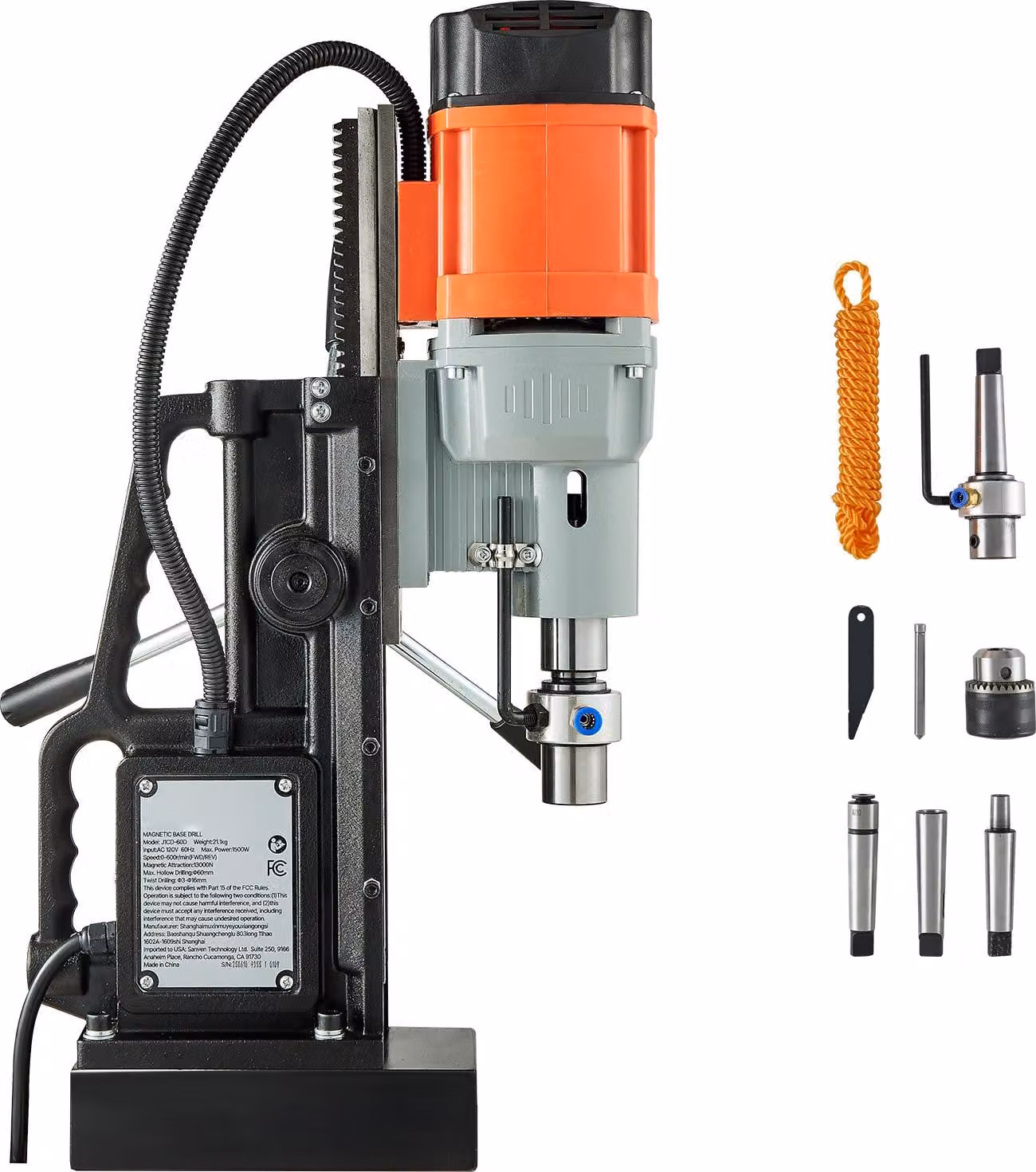 Trapano magnetico SucceBuy da 1,5 kW, capacità di foratura 60 mm, adatto alla filettatura da M3 a M16 su superfici metalliche